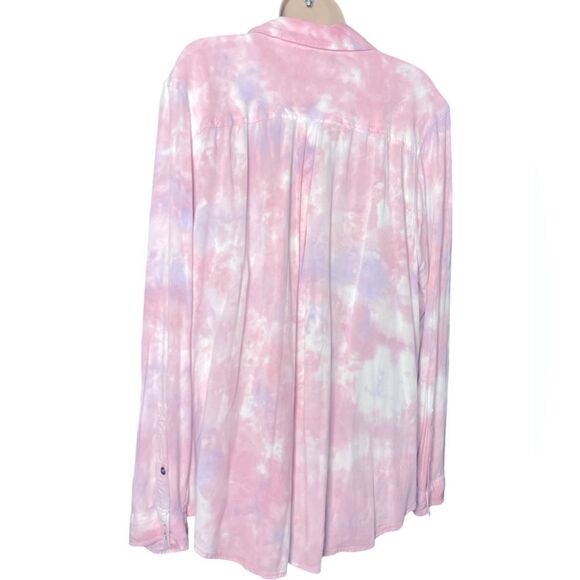 TORRID BABY PINK tie-dye shirt Front pockets buttoned cuffs, 3X Pointed collar - Picture 2 of 5